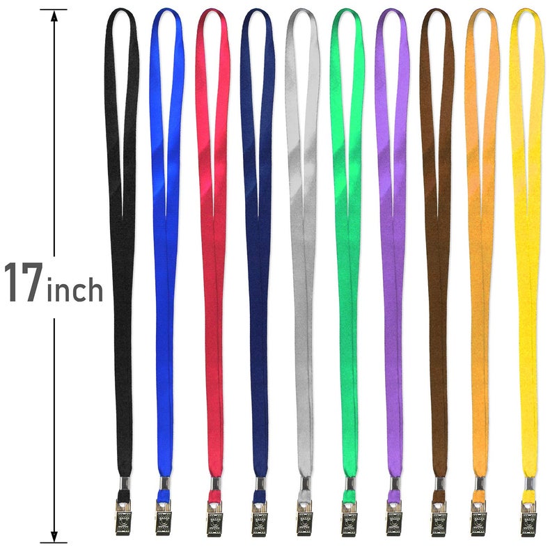 Ollain Lanyards for Id Badges Nylon Neck Flat Cruise Lanyard Bulldog Clips Durably Lanyards for Men Women Office ID Name Tags and Badge Holders (Black, 100 Pack) - Image 3
